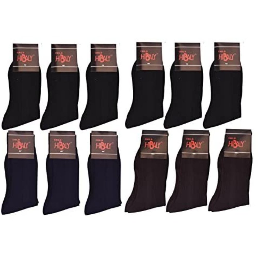 Hibaly Boy's Solid Color Ribbed Crew Dress Socks